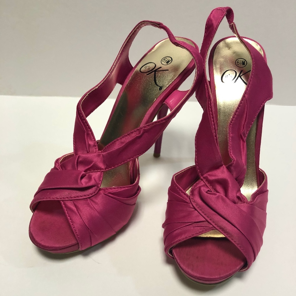 Womens Its Ok Pink Party Prom Shoes 6.5 Medium Siz
